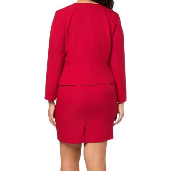 Le Suit Women’s Sheath Mini Dress Suit Red Size 14 - Picture 2 of 3